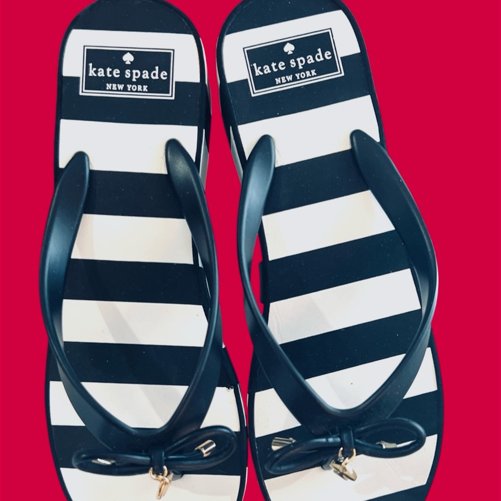 Kate Spade Black and White Platform Sandals - Picture 5 of 6